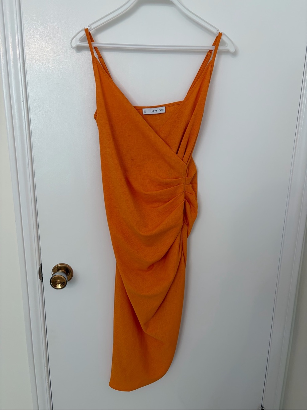 Mango Orange Ruched Slip Dress